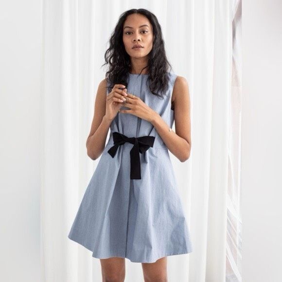 ✨& Other Stories Paris Bow Ribbon Chambray Sz. 4 Dress✨ - Picture 4 of 10